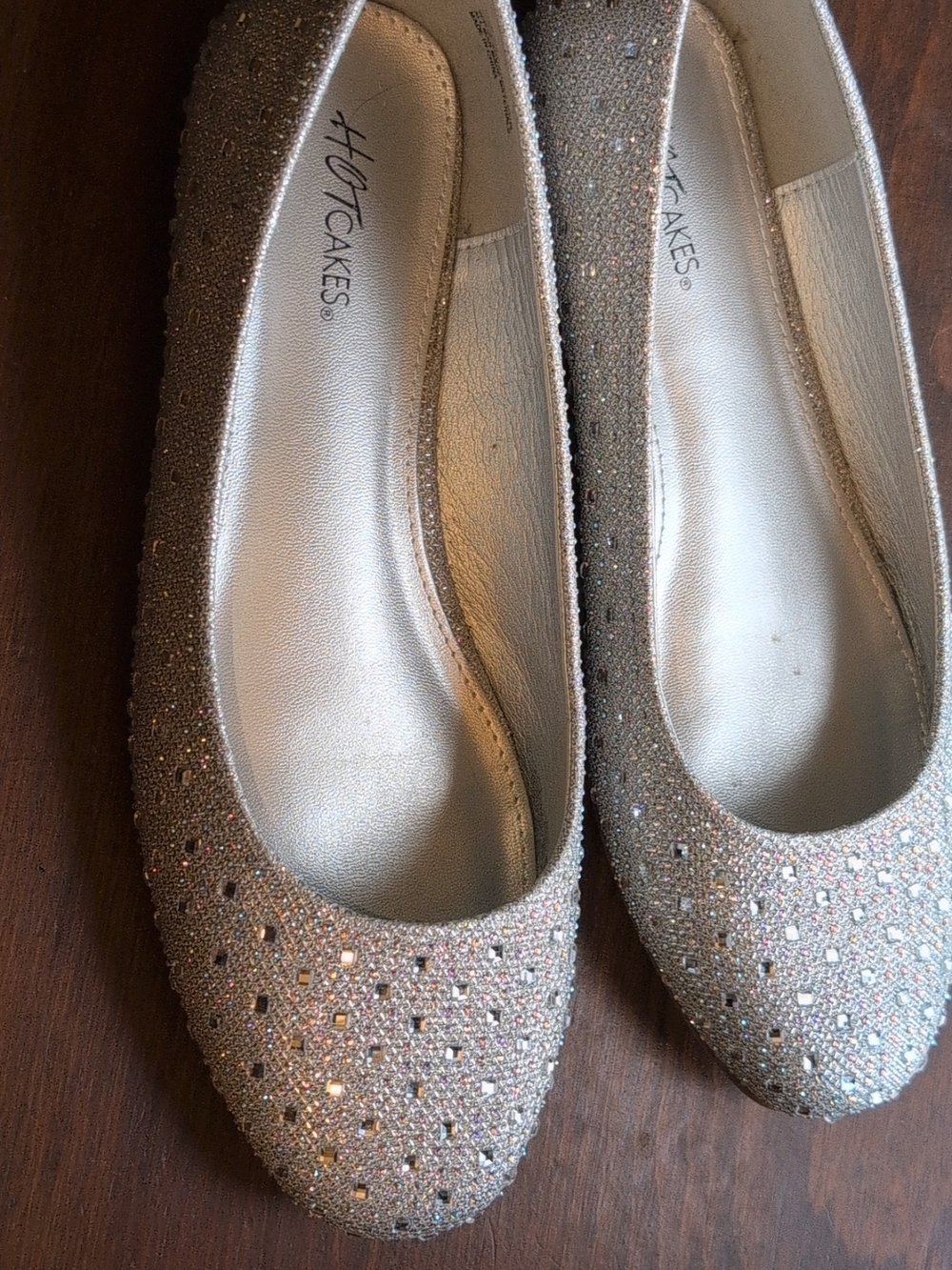 Hot Cakes Sparkling Nude Champagne Rhinestone Flats